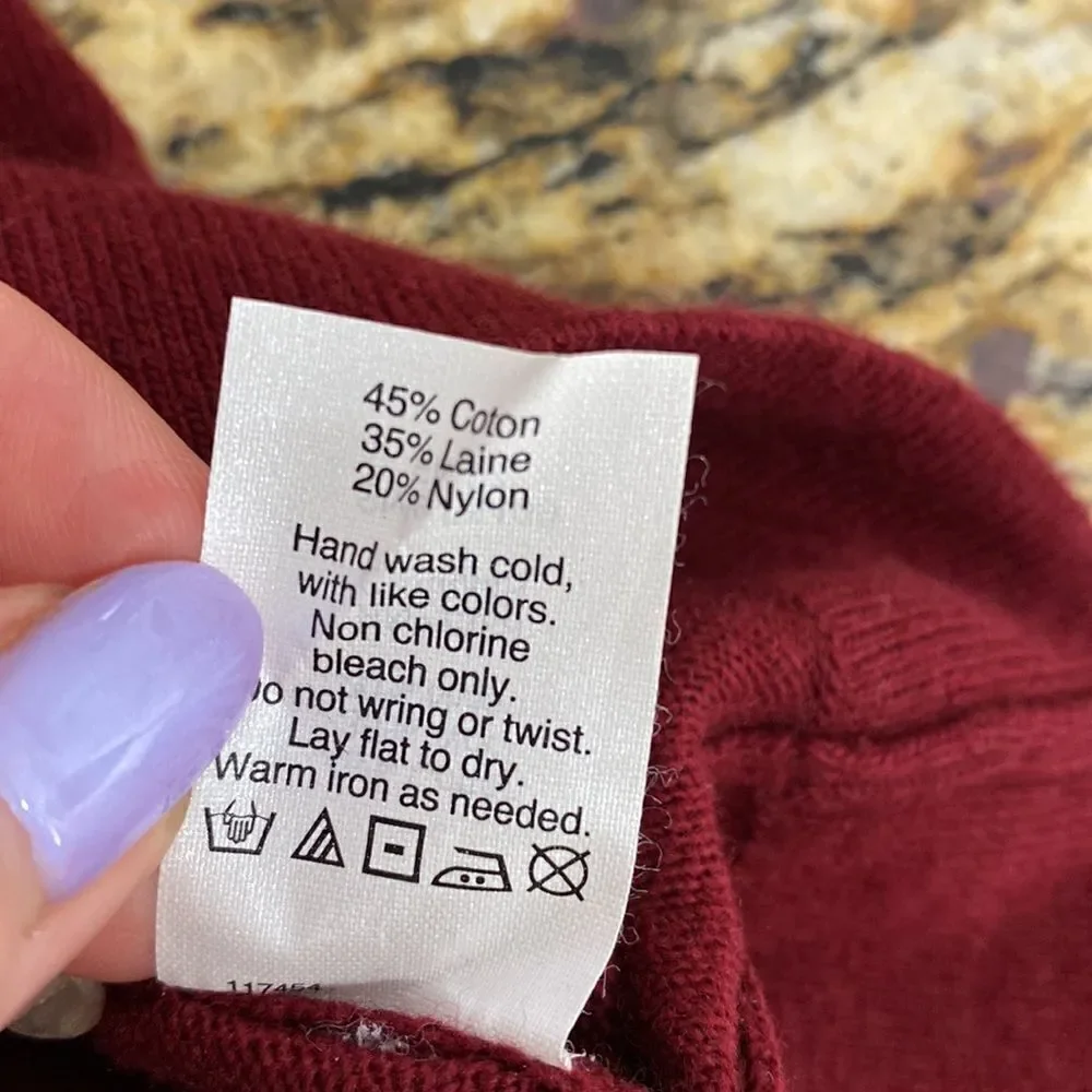 J. Crew burgundy cotton blend round neck pullover sweater size S